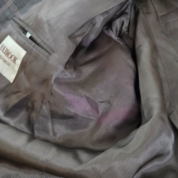 VTG Tweed Jacket XL Brown Beige Windowpane Check 100% Wool Blazer Sport Coat 50R - Picture 11 of 15